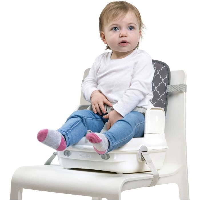 Réhausseur bébé pour table a manger - BENBAT - Portable et lavable - Facile a plier - Harnais de sécurité réglable - Gris