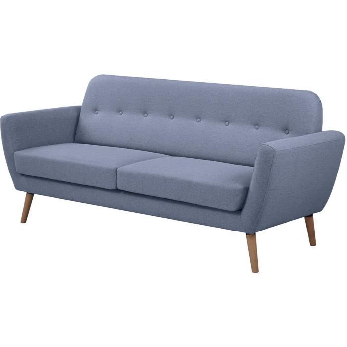 Canapé - 3 places - LILLY - Tissu Bleu clair - 193 x 79 x 86 cm - SENHO