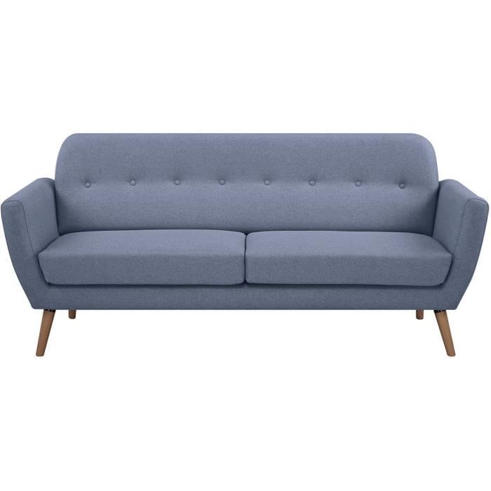 Canapé - 3 places - LILLY - Tissu Bleu clair - 193 x 79 x 86 cm - SENHO