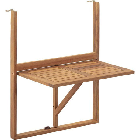 Table de balcon suspendue - LILOU - Bois d'acacia FSC - Pliable - 64 x 43 x 80 cm