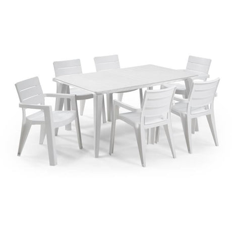 Table de jardin - Rectangulaire - Coloris : blanc - En résine - 6 personnes - LIMA - Allibert by KETER