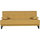 Banquette convertible 3 places - LIMRA - Tissu moutarde - 2 coussins - 190 x 87 x 87 cm