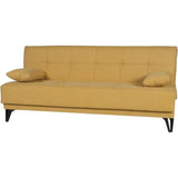 Banquette convertible 3 places - LIMRA - Tissu moutarde - 2 coussins - 190 x 87 x 87 cm