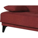 Banquette convertible 3 places - LIMRA - Tissu rouge - 2 coussins - 190 x 87 x 87 cm