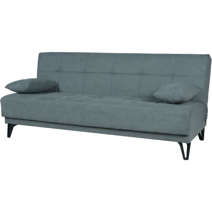 Banquette convertible 3 places - LIMRA - Tissu menthe- 2 coussins - 190 x 87 x 87 cm