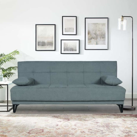 Banquette convertible 3 places - LIMRA - Tissu menthe- 2 coussins - 190 x 87 x 87 cm