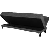 Banquette convertible 3 places - LIMRA - Tissu gris clair - 2 coussins - 190 x 87 x 87 cm