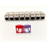 Pack de 8 noyaux keystone RJ45 Cat.6a - LINEAIRE - PRC624AK8 - 2 avec façades colorées