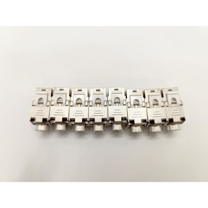 Pack de 8 noyaux keystone RJ45 Cat.6a - LINEAIRE - PRC624AK8 - 2 avec façades colorées