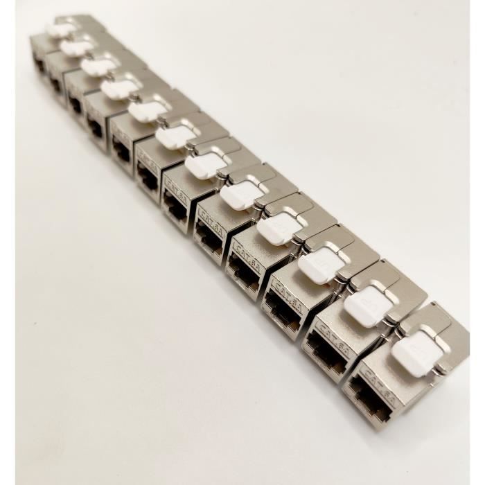 Pack de 12 noyaux keystone RJ45 Cat.6a - LINEAIRE - PR24AS12 - Court - Blindé