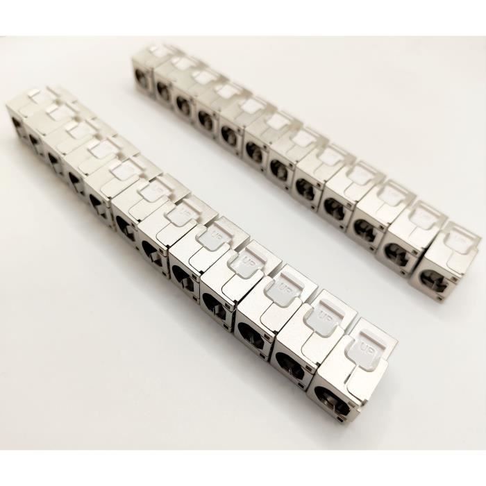 Pack de 24 noyaux keystone RJ45 Cat.6a - LINEAIRE - PR24AS24 - Court - Blindé