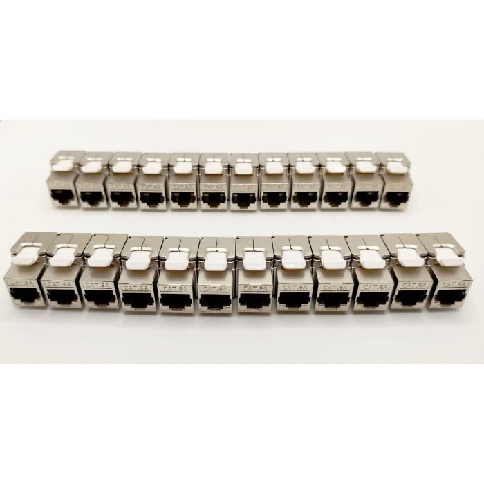 Panneau de brassage 24 ports + 24 noyaux keystone RJ45 Cat.6a - LINEAIRE - KIT5024AS - Courts - Blindés
