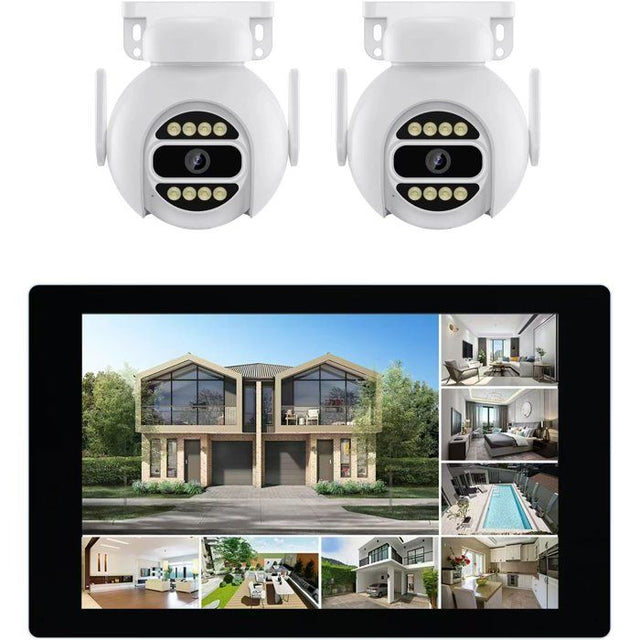 Kit 2 caméras motorisées - LINK2HOME - HD - Écran tactile 10,1'' - 3MP - Vision nocturne + IP66