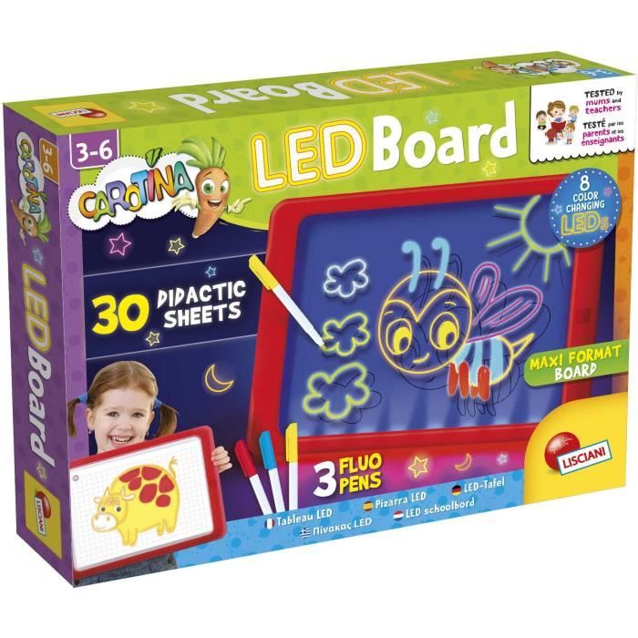 LED board - LISCIANI - Carotina - Luminous drawings - Fluorescent markers - Creative learning - Educational sheets