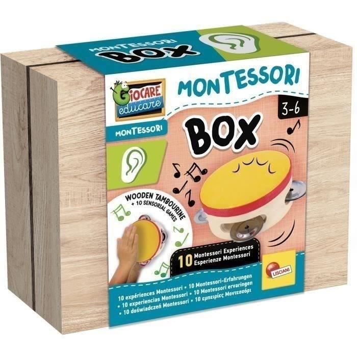 Jeu musical - LISCIANI - Montessori Box - L'ouie - Tambourin en bois - Rythme et audition - Activités Montessori