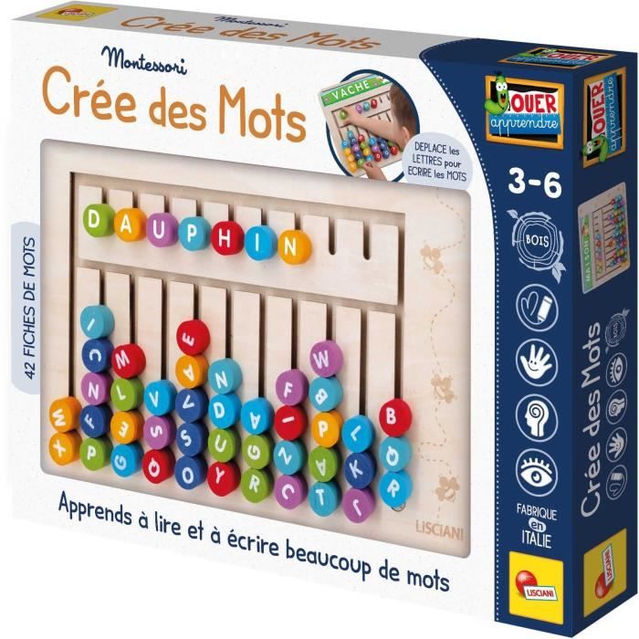 Compose-mots - Jeu Montessori - MONTESSORI - Tableau en Bois, Lettres et Chiffres Magnétiques