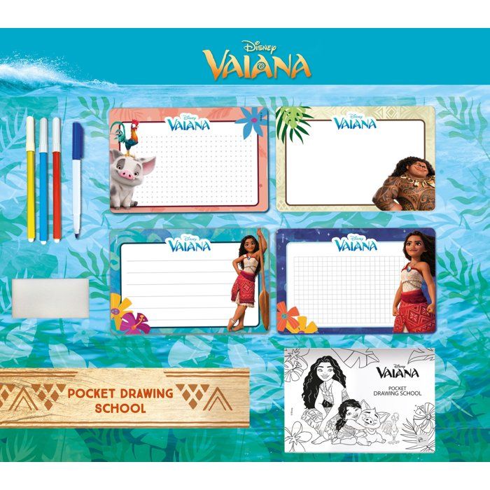 Pocket Studio de Dessin - Vaiana 2 - LISCIANIGIOCHI - Kit Dessin - Ardoises effaçables - Guide explicatif - Des 3 ans