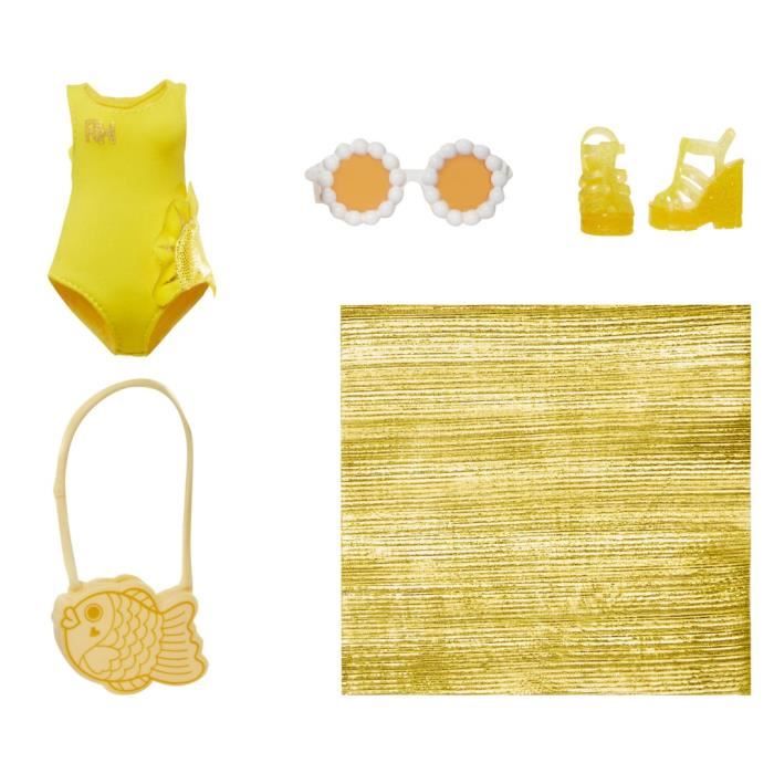 Rainbow High Swim & Style - PoupÈe mannequin ariculÈe 27 cm - Sunny (Jaune) - Maillot de bain + ParÈo - a partir de 4 ans