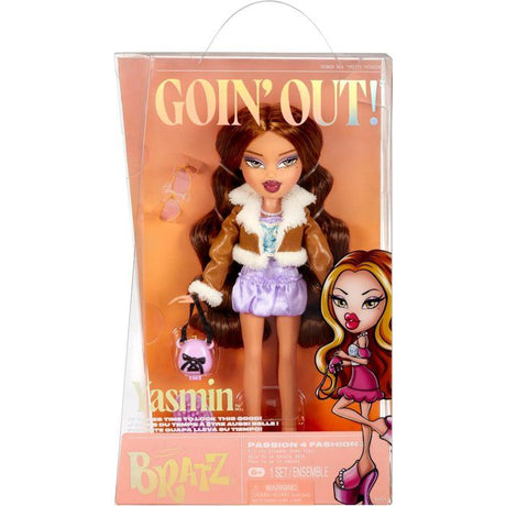 Bratz Goin' Out Poupée -Yasmin- 1 Poupée Mannequin a Collectionner - Une Tenue, Un Sac a Main, Une Paire de Lunettes Soleil - 6 ans