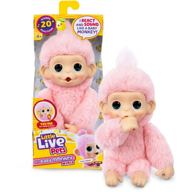 Peluche - LITTLE LIVE PETS - Mon bébé singe mini - Rose - Des 4 ans