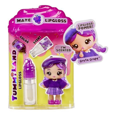Yummiland - 1 poupée 10 cm et un gloss pailleté a créer - Greta - Goűt Raisin - Des 4ans