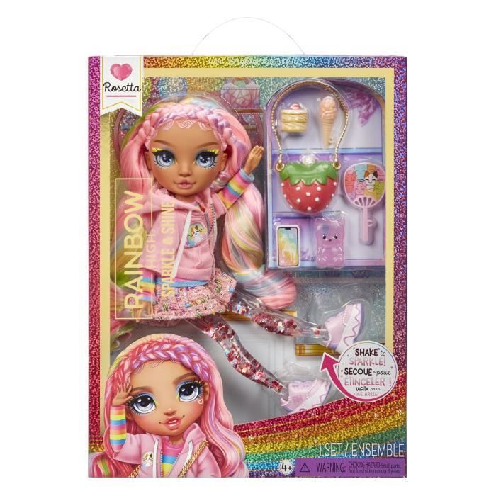 Rainbow High - Sparkle & Shine - PoupÈe mannequin de 27cm - Rose - Jambes avec liquide pailletÈs - Des 4ans