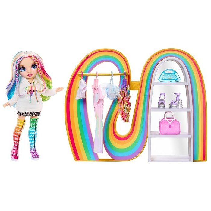 Rainbow High - Amaya's Rainbow Closet Playset -  Poupée exclusive incluse - Tenues - Chaussures - Sacs - Porte-vetements - Des 4 ans