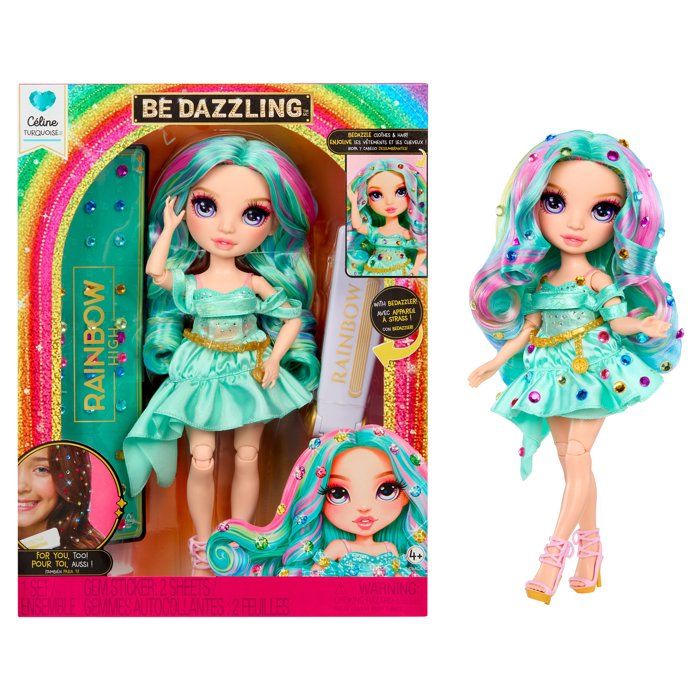 Rainbow High - Poupée Mannequin Be Dazzling - Celine Turquoise - 28 cm - Pierres précieuses scintillantes et accessoires inclus