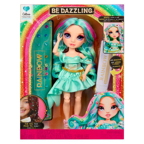 Rainbow High - Poupée Mannequin Be Dazzling - Celine Turquoise - 28 cm - Pierres précieuses scintillantes et accessoires inclus