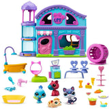 Coffret de jeu avec 4 Pet Shop inclus et + 20 accessoires - BANDAI - Littlest Pet Shop - La grande maison des Pet Shop deluxe