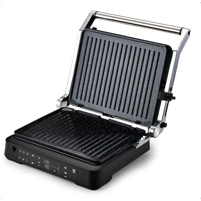 Grill LITTLE BALANCE - Surface Cuisson 29x23cm - Ouverture 180°C - Jusqu'a 230°C - Thermostat électronique réglable - 2000W