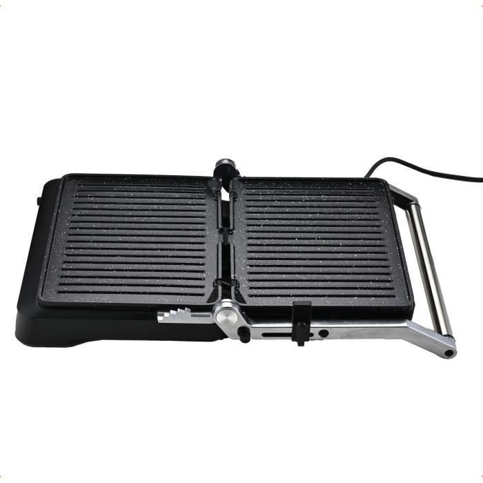 Grill LITTLE BALANCE - Surface Cuisson 29x23cm - Ouverture 180°C - Jusqu'a 230°C - Thermostat électronique réglable - 2000W