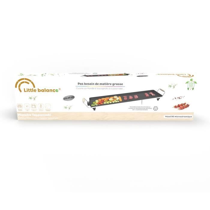 Plancha électrique LITTLE BALANCE - Wood 90 - Surface cuisson 90x23cm - Revetement anti-adhésif sans PFAS - 2000W