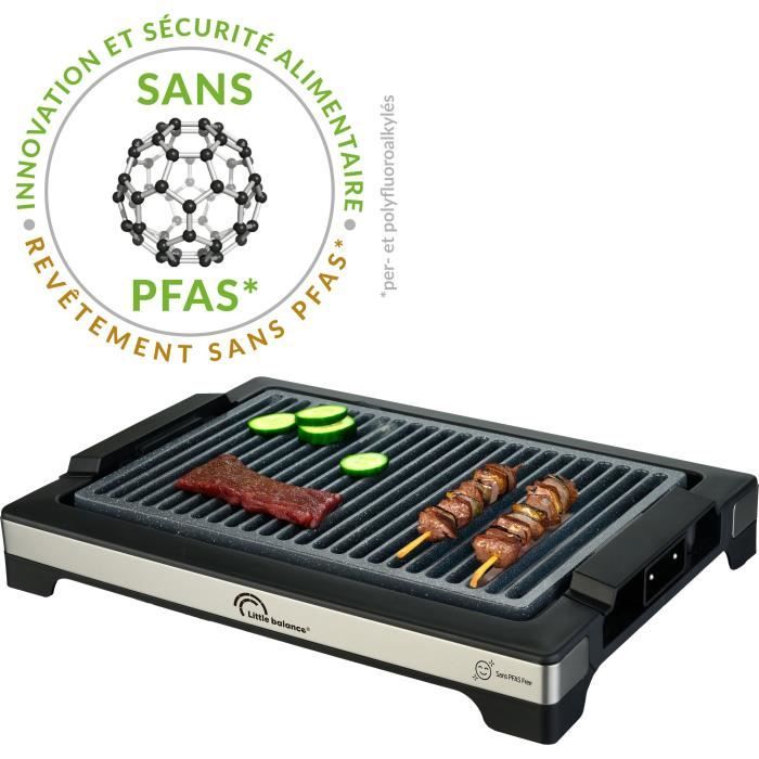 Barbecue électrique LITTLE BALANCE - Easy Nopifas - Surface de cuisson 38 x 25 cm - Revetement microcéramique sans PFAS - 2000W