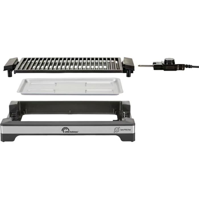 Barbecue électrique LITTLE BALANCE - Easy Nopifas - Surface de cuisson 38 x 25 cm - Revetement microcéramique sans PFAS - 2000W