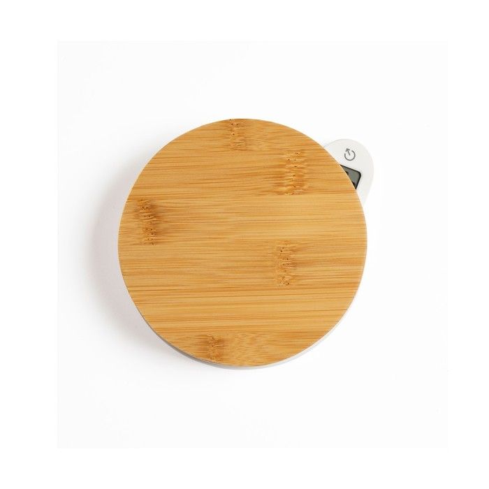 Balance de cuisine dynamo - LIVOO - DOM466 - Plateau bambou - Sans pile ni chargement - Max. 5 kg - 4 unités de mesure - Ecran LCD