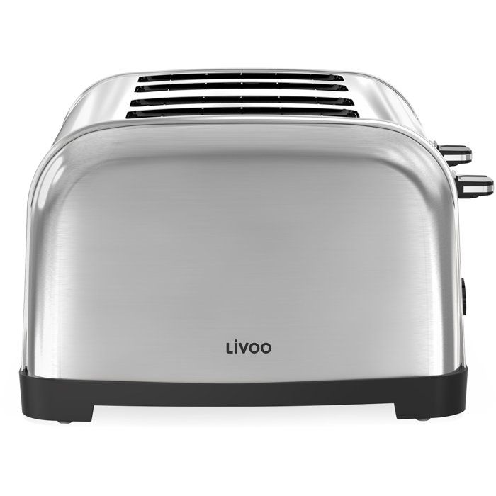 Grille-pain 4 fentes - LIVOO - DOD197 - 1700 W - 2 thermostats indépendants et réglables : 7 niveaux - Acier inoxydable