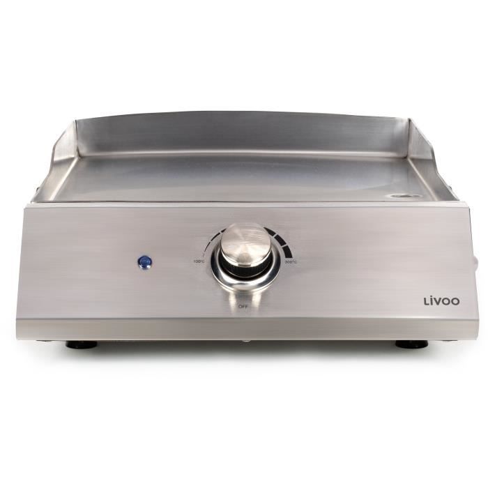 Plancha électrique inox - LIVOO - DOC292 - 2800W - Plaque amovible en acier inoxydable - Thermostat ajustable