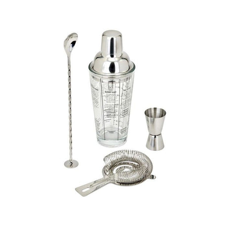 Set a cocktails - LIVOO - GS156 - 400 ml - Acier inoxydable - 1 shaker, 1 doseur, 1 cuillere, 1 passoire - Double graduation