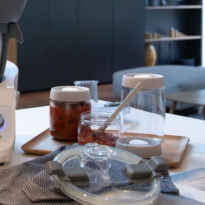 Set de 3 bocaux sous vide - LIVOO - MEN401 - 400 ml, 800 ml, et 1,2 L - Verre borosciliate - Compatible congélation