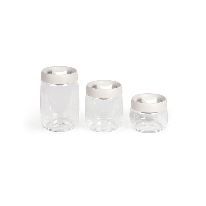 Set de 3 bocaux sous vide - LIVOO - MEN401 - 400 ml, 800 ml, et 1,2 L - Verre borosciliate - Compatible congélation