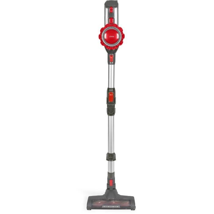 Aspirateur Balai sans fil FLEX - LIVOO DOH138 - 150 W - 10 kPa - 76 dB - Cyclonique - 2 vitesses - 0,55 L - Rouge