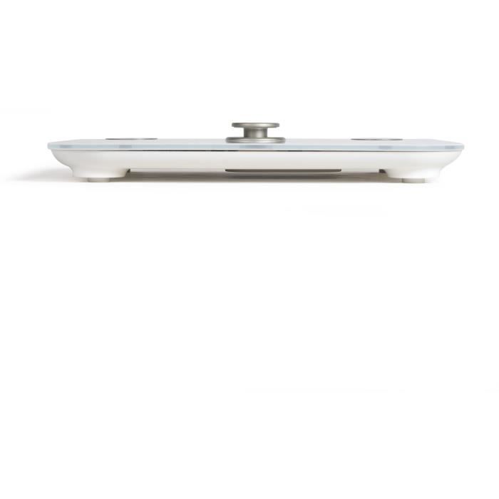 Pese-personne impédancemetre dynamo - LIVOO - DOM465W - Sans pile - 6 indicateurs - Max 150 kg - 4 profils - LCD - Blanc