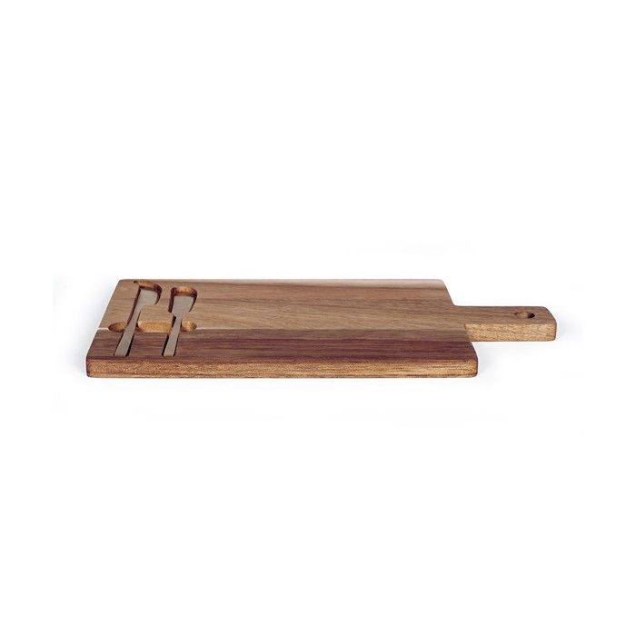 Plateau a fromage - LIVOO - MEC138 - Bois d'acacia FSC - 38 x 20 cm - 2 couteaux aimentés