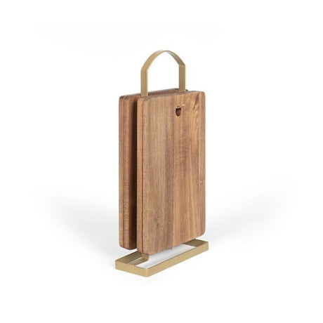Set de 4 planches a découper - LIVOO - MES152 - Bois acacia FSC - 22 x 14 cm - Support métallique
