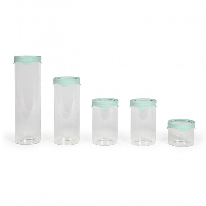 Set de 5 bocaux de conservation - LIVOO - MEN399 - 450 ml - Verre borosciliate - Couvercle en silicone et verre