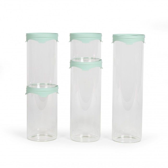 Set de 5 bocaux de conservation - LIVOO - MEN399 - 450 ml - Verre borosciliate - Couvercle en silicone et verre
