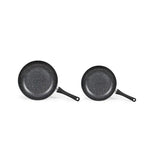 Set de 2 poeles aspect pierre - LIVOO - MEN124GR - Revetement antiadhésif - Ř 24 et 28 cm - Manche silicone - Tous feux
