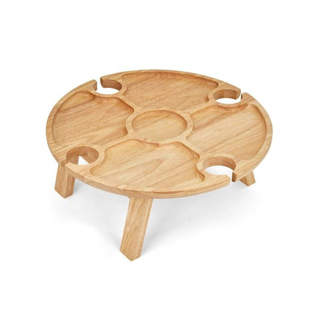 Plateau apéritif - LIVOO - MES150 - Bois d'hévéa - Plateau séparateur - 4 encoches pour verres - Pieds pliables