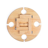 Plateau apéritif - LIVOO - MES150 - Bois d'hévéa - Plateau séparateur - 4 encoches pour verres - Pieds pliables